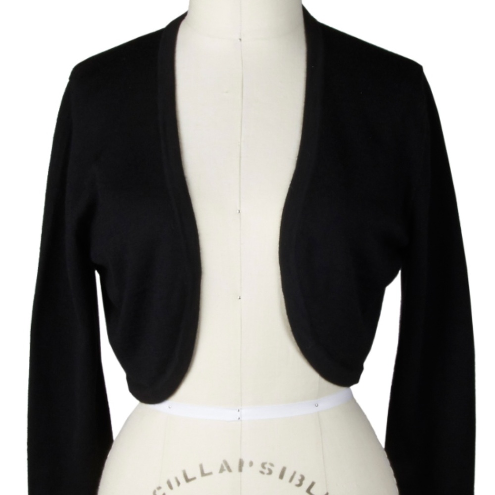 Oscar de la Renta ~ Cashmere-Silk Bolero Black Med